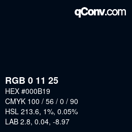 Color code: RGB 0 11 25 | qconv.com