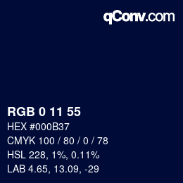 Color code: RGB 0 11 55 | qconv.com
