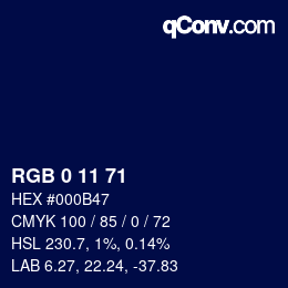 カラーコード: RGB 0 11 71 | qconv.com