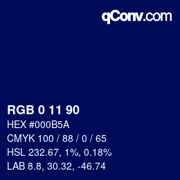 カラーコード: RGB 0 11 90 | qconv.com