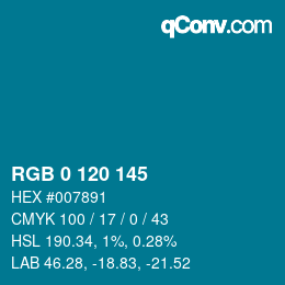 Color code: RGB 0 120 145 | qconv.com