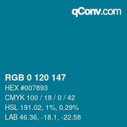 Color code: RGB 0 120 147 | qconv.com