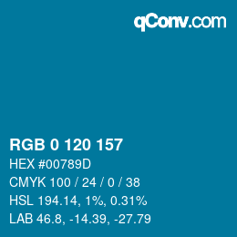 Color code: RGB 0 120 157 | qconv.com