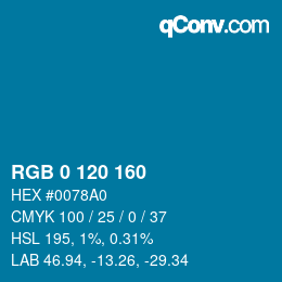 颜色代码: RGB 0 120 160 | qconv.com
