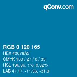 颜色代码: RGB 0 120 165 | qconv.com