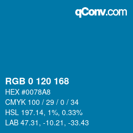 Color code: RGB 0 120 168 | qconv.com