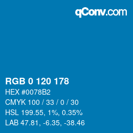 カラーコード: RGB 0 120 178 | qconv.com