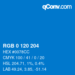 Color code: RGB 0 120 204 | qconv.com