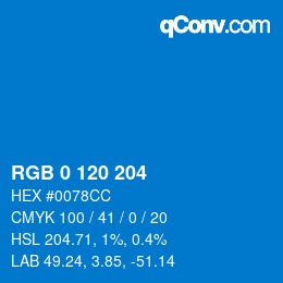 Color code: RGB 0 120 204 | qconv.com