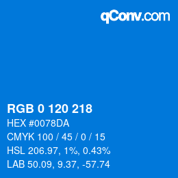 颜色代码: RGB 0 120 218 | qconv.com