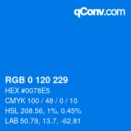 Color code: RGB 0 120 229 | qconv.com