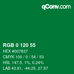 Color code: RGB 0 120 55 | qconv.com