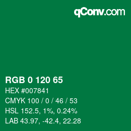カラーコード: RGB 0 120 65 | qconv.com