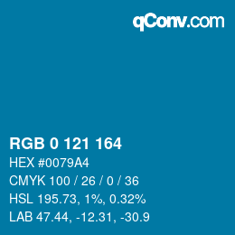 Color code: RGB 0 121 164 | qconv.com