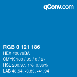 Color code: RGB 0 121 186 | qconv.com