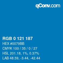 Color code: RGB 0 121 187 | qconv.com