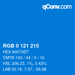颜色代码: RGB 0 121 215 | qconv.com