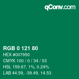 Farbcode: RGB 0 121 80 | qconv.com