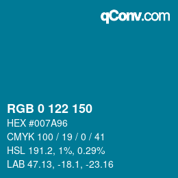 Color code: RGB 0 122 150 | qconv.com