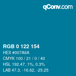 Color code: RGB 0 122 154 | qconv.com