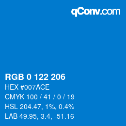 颜色代码: RGB 0 122 206 | qconv.com