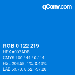 Color code: RGB 0 122 219 | qconv.com