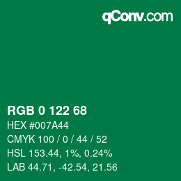 Code couleur: RGB 0 122 68 | qconv.com
