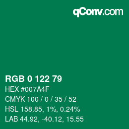 Farbcode: RGB 0 122 79 | qconv.com
