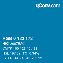 カラーコード: RGB 0 123 172 | qconv.com
