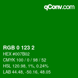 颜色代码: RGB 0 123 2 | qconv.com