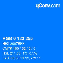 Color code: RGB 0 123 255 | qconv.com