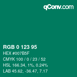 Color code: RGB 0 123 95 | qconv.com