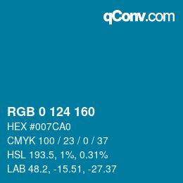 Color code: RGB 0 124 160 | qconv.com