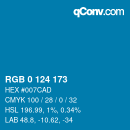 Color code: RGB 0 124 173 | qconv.com
