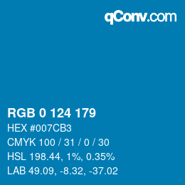 Color code: RGB 0 124 179 | qconv.com