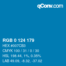 カラーコード: RGB 0 124 179 | qconv.com