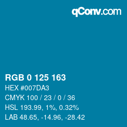 Color code: RGB 0 125 163 | qconv.com