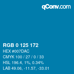 Color code: RGB 0 125 172 | qconv.com