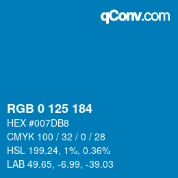 颜色代码: RGB 0 125 184 | qconv.com