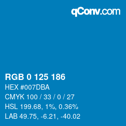 Code couleur: RGB 0 125 186 | qconv.com