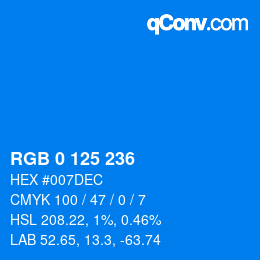 Color code: RGB 0 125 236 | qconv.com