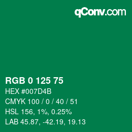 Code couleur: RGB 0 125 75 | qconv.com
