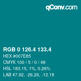 カラーコード: RGB 0 126.4 133.4 | qconv.com