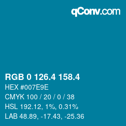 カラーコード: RGB 0 126.4 158.4 | qconv.com