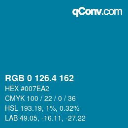 カラーコード: RGB 0 126.4 162 | qconv.com