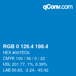 カラーコード: RGB 0 126.4 198.4 | qconv.com