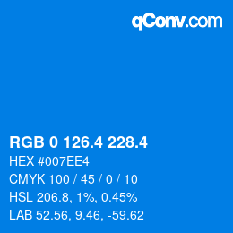 カラーコード: RGB 0 126.4 228.4 | qconv.com