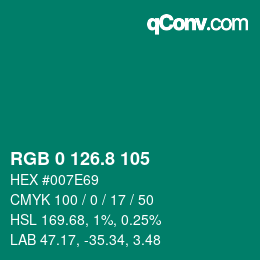 カラーコード: RGB 0 126.8 105 | qconv.com