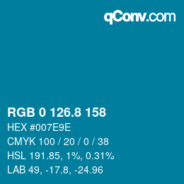 カラーコード: RGB 0 126.8 158 | qconv.com