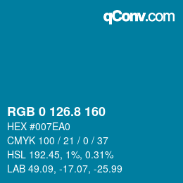 Color code: RGB 0 126.8 160 | qconv.com